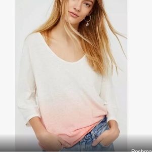 Free People We The Free “Strawberry” Ombré Dil Dye Cotton Linen shirt size small